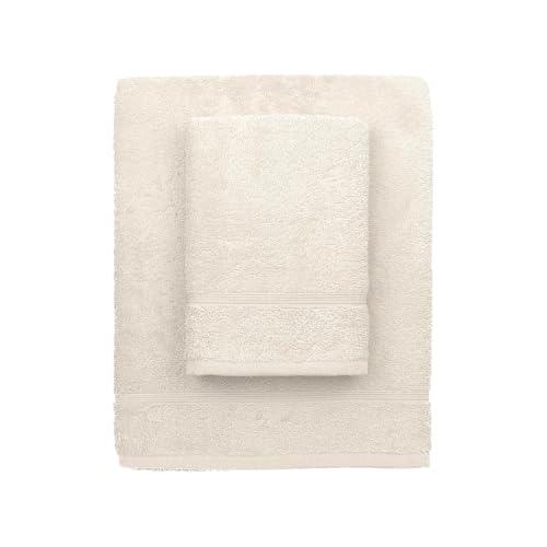 zer0bed, Ivory Cream Bath Towels, Set of 2 Bath Towels, Face Towel, Bidet Towel, Plain Colour, Ivory Cream, 100% Cotton, Set of 2
