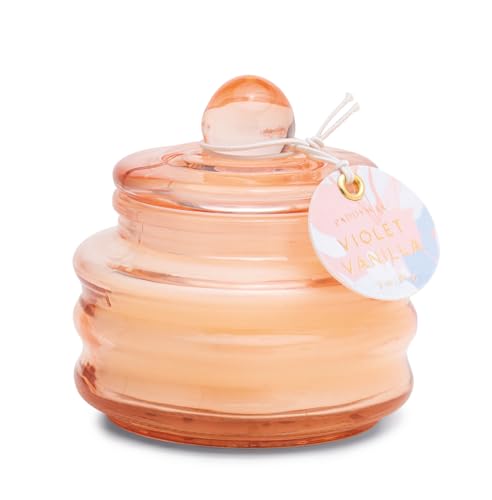 Paddywax Scented Candles Beam Collection Small Artisan Luxury Glass Jar Candle with Lid, 85g, Pink - Violet Vanilla