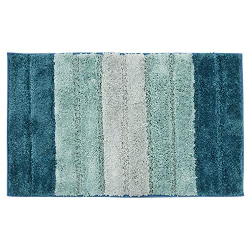 Blue Microfibre Soft Tufted Shades Design Bath Mat Rug Non-Slip Back 50x80cm