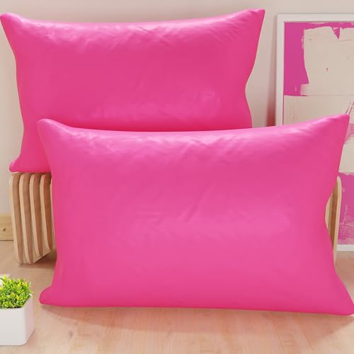 PETTI Artigiani Italiani - Pair of Microfiber Pillowcases 145x40 cm, Bedroom Cushions, Sofa, Set of 2 Cushion Covers, Solid Fuchsia Pillowcase, 100% Made in Italy