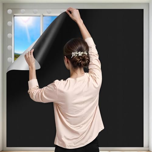 100% Blackout Curtains for Bedroom Portable Window Blinds Cover Adhesive Thermal Blackout Blinds No Drill Guard Blind for Window Shades Temporary Room 40x57 Inch Darkening Shades for Skylight RV Dorm