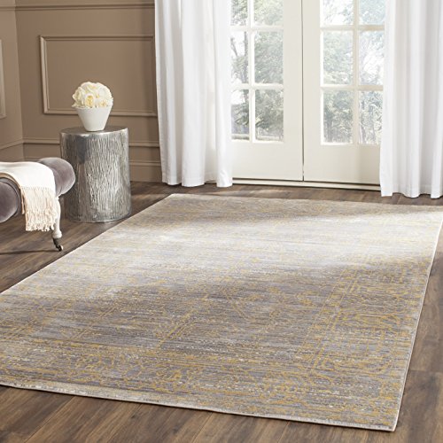 Safavieh Craft Art-Inspired Indoor Woven Rectangle Area Rug, Valencia Collection, VAL104, in Grey / Gold, 122 X 183 cm for Living Room, Bedroom or Any Indoor Space