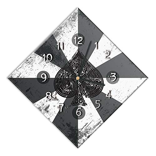 Mareli Wall Clock 42 x 42 cm Quiet Wooden Dial with Laminated Paper Matt Printed for Living Room Kitchen Office 42 x 42 White/Black