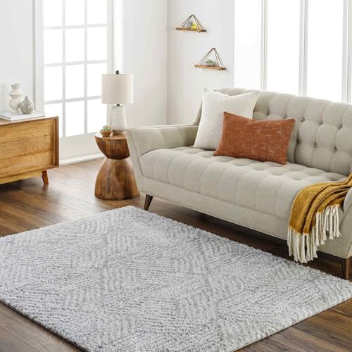 Livabliss Kapan Shaggy Rug - Modern Berber Rugs Living Room, Large 200x275 cm, Soft Shaggy Rugs for Bedroom - Neutral Boho Fluffy Rug, Easy Care Plush Thick Pile - Cream and Light Grey
