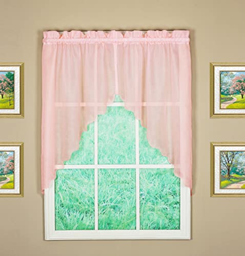"Today's Curtain Emelia Original Voile Swag Pair 38"", Rose, 60"" W x 38"" L"