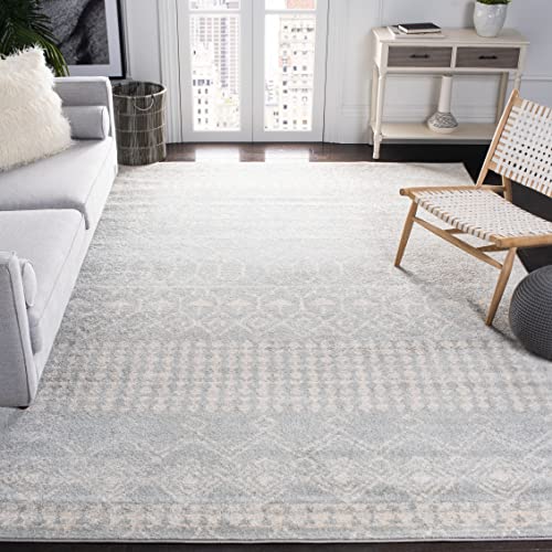 Safavieh Boho Rug for Living Room, Dining Room, Bedroom - Tulum Collection, Short Pile, in Light Grey and Ivory, 240 x 300 cm
