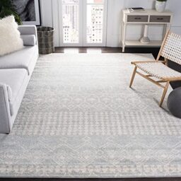 Safavieh Boho Rug for Living Room, Dining Room, Bedroom - Tulum Collection, Short Pile, in Light Grey and Ivory, 240 x 300 cm