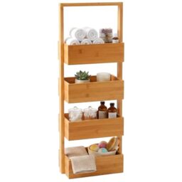 Relaxdays bathroom shelf with 4 baskets, HxWxD: 88 x 28 x 16 cm, natural