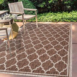 JONATHAN Y SMB109B-8 Trebol Moroccan Trellis Textured Weave Indoor Outdoor Area Rug, Modern, Coastal, Bohemian Easy Cleaning, Non Shed, Espresso/Taupe, 240 cm X 300 cm
