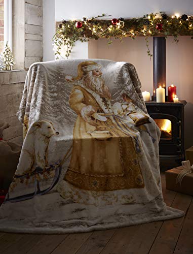 Portfolio Twilight Santa Christmas Supersoft Blanket Fleece Throw, Multicolour, 130 x 170cm