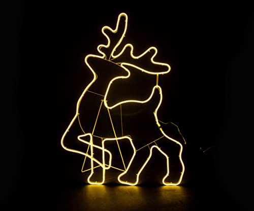 Walking Reindeer Neon Effect Rope Light Silhouette Double Side 90 Warm White LEDs Christmas Outdoor Home Wall Garden Holiday Festive Decorations