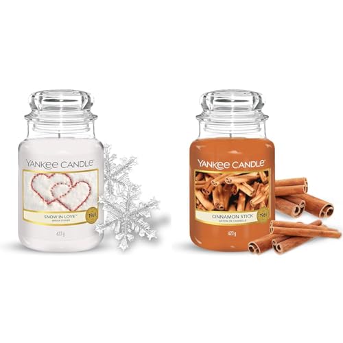 Yankee Candle Scented Candle - Cinnamon Stick Large Jar Candle - Long Burning Candles: up to 150 Hours & Scented Candle - Snow in Love Large Jar Candle - Long Burning Candles: up to 150 Hours