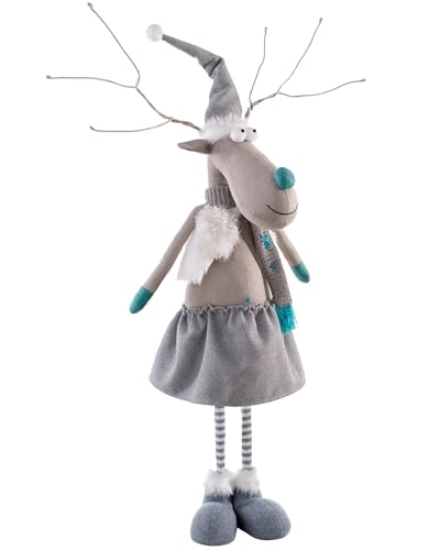 WeRChristmas Standing Girl Christmas Reindeer Figurine, Multi-Colour, 64-84cm