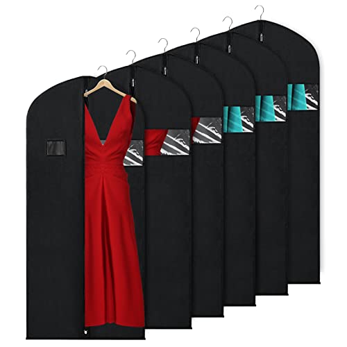 KEEGH Suit Cover Bag Hanging Garment Bags 60 Inch for Travel and Storage Clothing Dress Shirts with Zipper and Transparent Window (Set of 6)