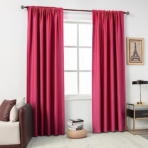 DUALIFE Hot Pink Blackout Curtains Extra Long for Living Room - 120 Inches Long Raspberry Rod Pocket Thermal Insulated Room Darkening Soundproof Curtains for Bedroom Set of 2 Panels (Hot Pink 54x120)