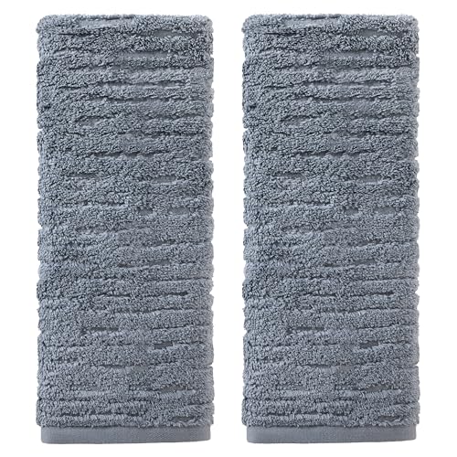 SKL Home CloudSoft Cotton Luxury 2-Piece Hand Towel Set, Smoke Blue