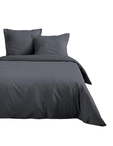 Lovely Casa - Duvet cover – Size 240 x 220 cm – 100% Oeko-Tex certified cotton – Slate colour – Model Eden – Bed linen for home – Ideal for double queen or standard bed