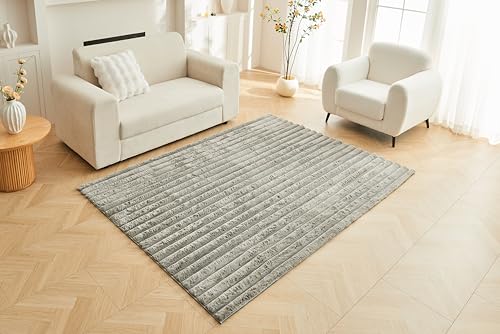 GC GAVENO CAVAILIA Faux Fur Fleece Area Rugs For Living Room Bedroom, Dining Room, Office - Indoor Outdoor Washable Rug Non Slip Floor Mat - Thick Pile Carpet Runner Fluffy Shaggy Rug, 120x170 Cm
