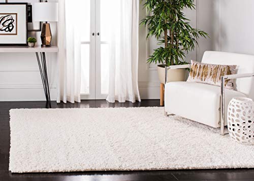 SAFAVIEH Shag Rug for Living Room, Dining Room, Bedroom - Fontana Shag Collection, Short Pile, in Ivory, 91 X 152 cm