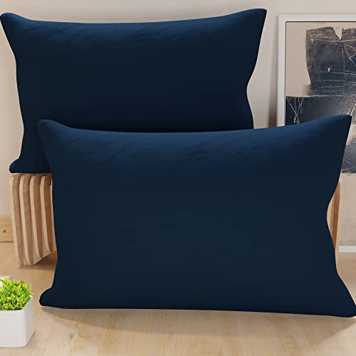 PETTI Artigiani Italiani - Pair of Pillowcases 60x40 cm in Microfiber, Bedroom Cushions, Sofa, Set of 2 Cushion Covers, Solid Blue Pillowcase, 100% Made in Italy