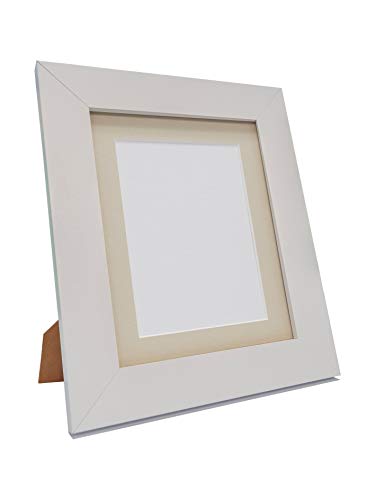 "FRAMES BY POST Metro White Picture Photo Frame with Light Grey Mount 14"" x 11 For Pic Size 10"" x 8"""