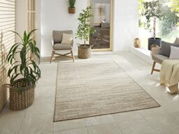 ELLE Decoration Indoor and Outdoor Mèlange Flat Weave Reversible Rug Modern Design Mottled Robust Easy Care Water-Repellent Balcony Patio Garden Living Room Office Bedroom Linen 80 x 150 cm
