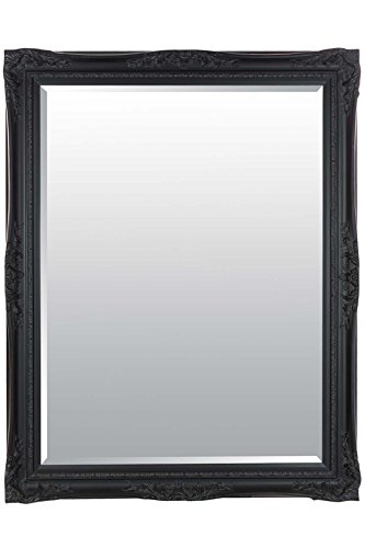 Large Black Antique Shabby Chic Ornate Wall Mirror 4Ft8 X 3Ft8, 142cm X 112cm