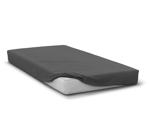 Fitted Sheet, 160 x 200 + 30 cm, Charcoal Grey