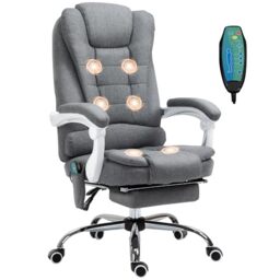 Vinsetto Heated Massage Office Chair, 6-Point Vibrating, Grey