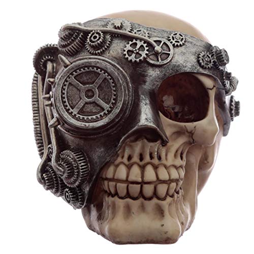 Puckator Steampunk Skull Head Ornament - Home Decoration - Steampunk Skull - Ornaments - Resin - Home Accessories - Living Room Accessories - Human Skeleton - Goth Gifts For Men
