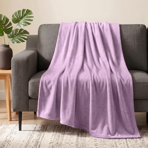 PAVILIA Fleece Blanket Single Bed Super Soft Luxury Plush Blanket Lightweight Flannel Blanket for Sofa Bed (Lavender Light Purple, 60 x 80 inches)