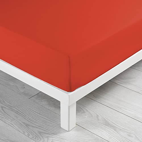 douceur d'intérieur, Lina Paprika Double Fitted Sheet 180 x 200 cm 100% Cotton