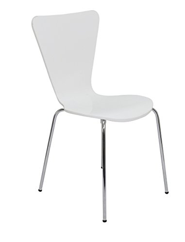 Office Hippo Heavy Duty Cafe Bistro Stacking Chair, Wood, Suitable For Commercial Use - White