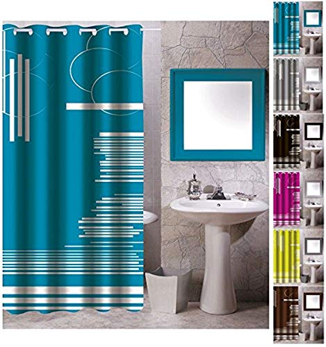 "MSV ""Graphic Shower Curtain, Blue, 180 x 200 cm"