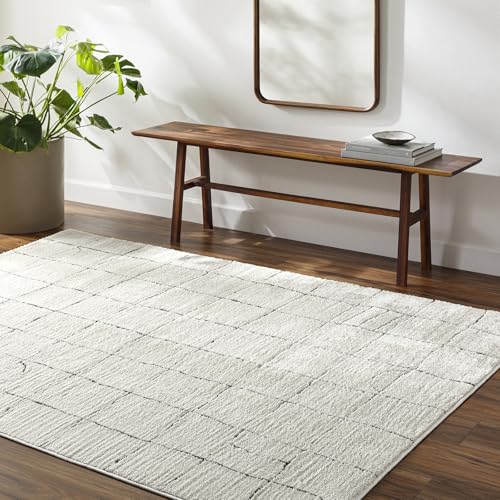 Livabliss Hope Boden Geometric Design – Scandi Style Living Room 200x275 cm, Dining, Kitchen, Neutral Abstract Pattern, Boho Style, Easy Care Pile, Anthracite Cream