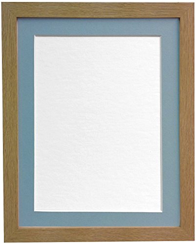H7 Oak Picture Photo frame with Light Blue Mount 20 x 20 inch For Image size 40 x 40 cm