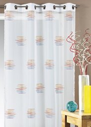 Homemaison - Jacquard Curtain with Fancy Print - Polyester - Transparent and Dimming for Windows - Ready to Hang with Eyelets - 140 x 240 cm - Orange