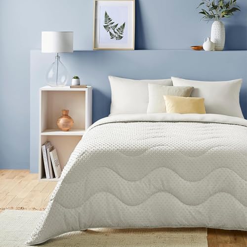 Night Lark Coverless Duvet and Pillowcase Set, Tufted Dots Collection – Coverless Duvet Single 4.5 Tog with Advanced Smartfil® Fibre, Machine Washable, Hypoallergenic – Natural Oat, Single Bed Size
