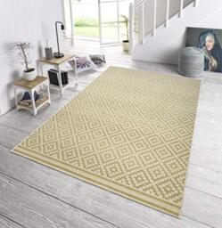 bougari Indoor and Outdoor Rug, Polypropylene, Green Cream, 80 x 200 cm