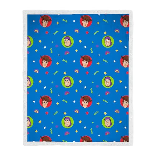 Disney Toy Story Officially Licensed Sherpa Backed Fleece Blanket, Super Soft Warm Blanket - Catching Stars Design - Perfect for Home, Bedroom, Sleepovers and Camping 100 x 150 cm