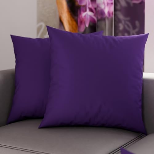 PETTI Artigiani Italiani - Pair of Microfiber Pillowcases 35x35 cm, Bedroom Cushions, Sofa, Set of 2 Cushion Covers, Solid Color Purple Pillowcase, 100% Made in Italy