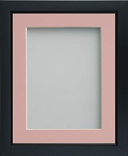 Frame Company Ainsworth Range Black 8x8 inch Picture Photo Frame with Pink Mount for Image 5x5 inch * Choice of Sizes* Fitted with Real Glass