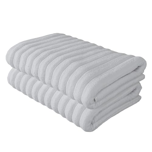 BERIBO Cloud Turkish Towel Set 100% Cotton 620gsm (Alpine White, 2 Bath Towels)