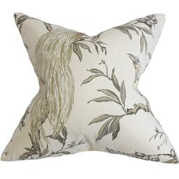 The Pillow Collection Giulia Floral Cushion Cover, Cotton, Grey, 1605 x 1605 x 558 cm