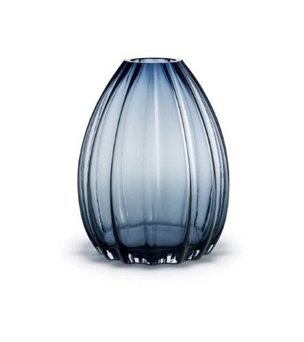 Holmegaard, Designer Vase aus mundgeblasenen Glas in Dunkelblau, 34 cm