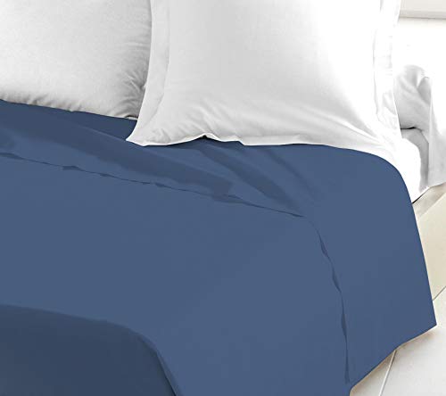 Home Linge Passion -Flat Sheet - 1 Piece - 100% Cotton - 57 Thread Count - 2 People - 240 x 300 cm - Oriental Indigo Blue