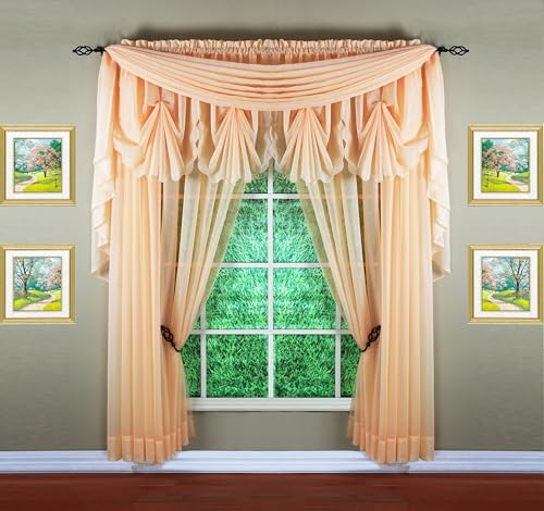 "Today's Curtain Emelia Original Voile Panel 95"", Peach, 60"" W x 95"" L"