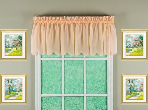 "Today's Curtain Emelia Original Voile Valance 14"", Peach, 60"" W x 14"" L"