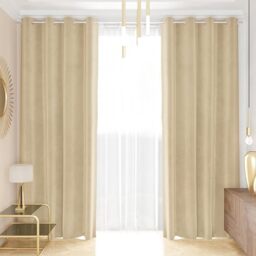 PETTI Artigiani Italiani - Velvet Curtains with Panels for Interior with Rings 2 Pieces 140 x 280 cm, Velvet Curtain for Bedroom and Living Room, Insulating and Modern, Cream, 100% Made in Italy