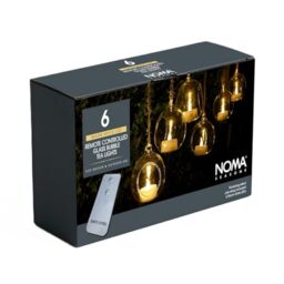 NOMA Glass Bubble Tealight Holders with Remote Controlled LEDs (Pack of 6)